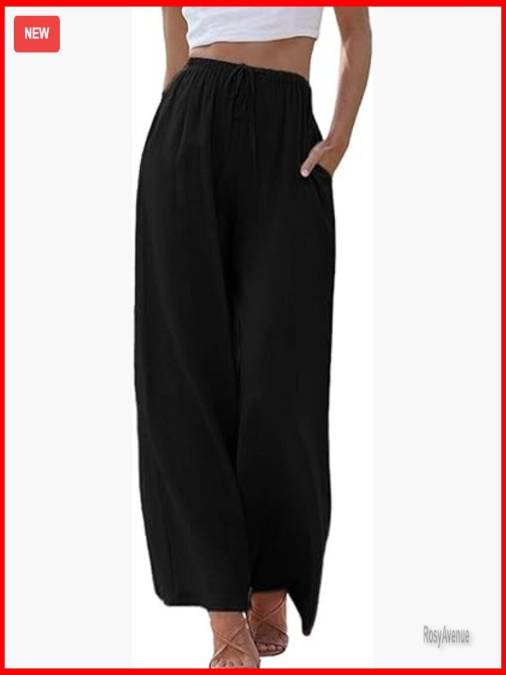 Wide Leg High Waist Flowy Summer Beach Drawstring Pants